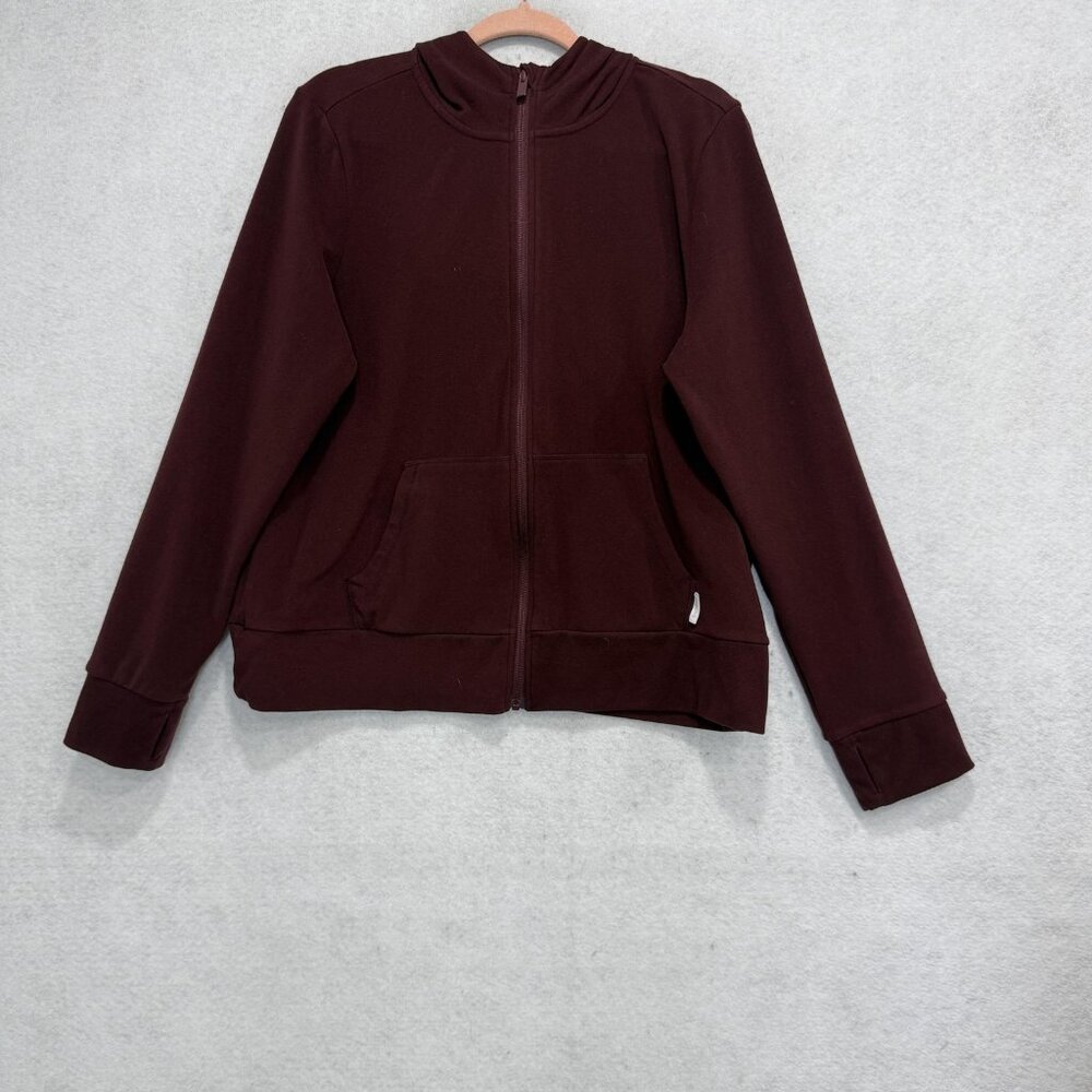 Soybu Hoodie Womens Large Red Full Zip Stretch Thumbholes Pockets Athletic